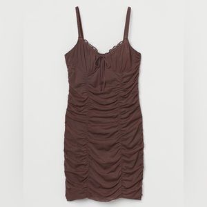 brown cinched h&m mini dress